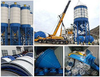 The collocation between bolted type cement silo and concrete batching plant