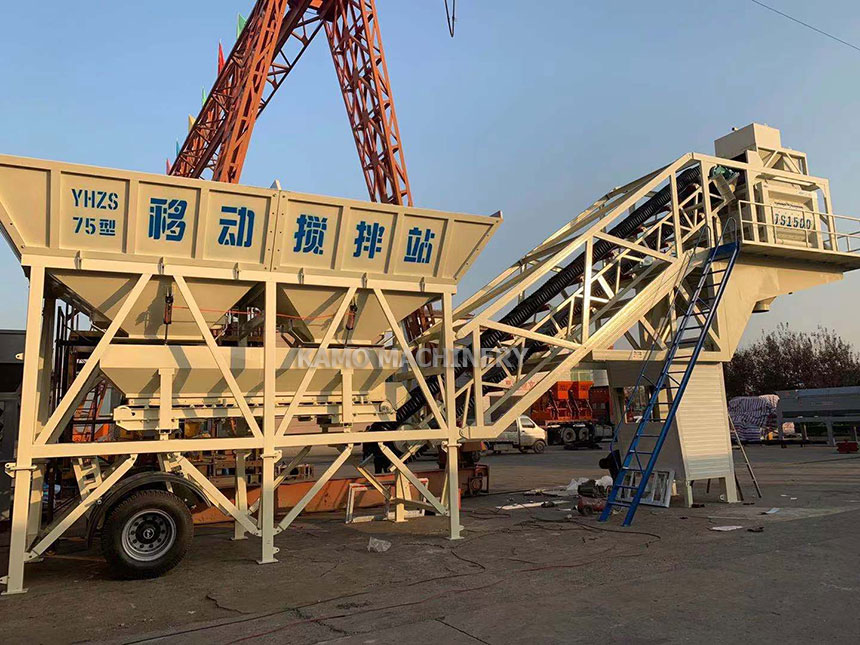 YHZS75 mobile concrete batching plant