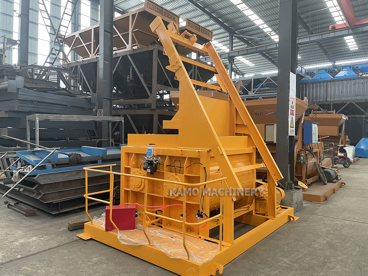 double horizontal shaft forced concrete mixer